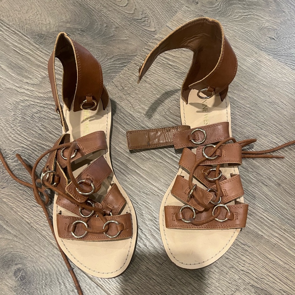 Nine West | Brown Leather Sandals | Strappy | Size 6